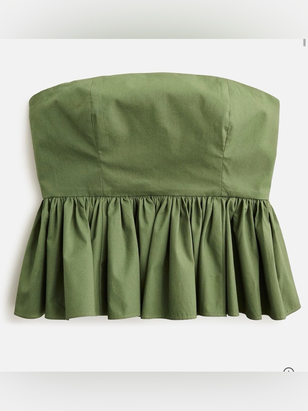 J. Crew Strapless peplum top stretch cotton poplin blend green Size 8